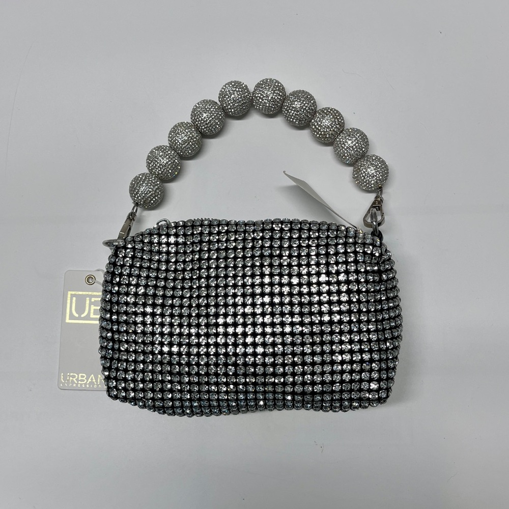 Urban Expressions Rhinestone Embellished Silver Bag NWT